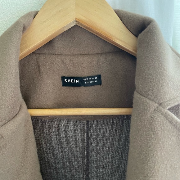 🍂 SHEIN | brown plaid oversized button down trench coat - Picture 10 of 11